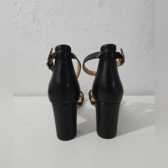 Quince Italian Leather 65mm Strappy Block Heel Sandal Black Women's Size 10 - Picture 4 of 5
